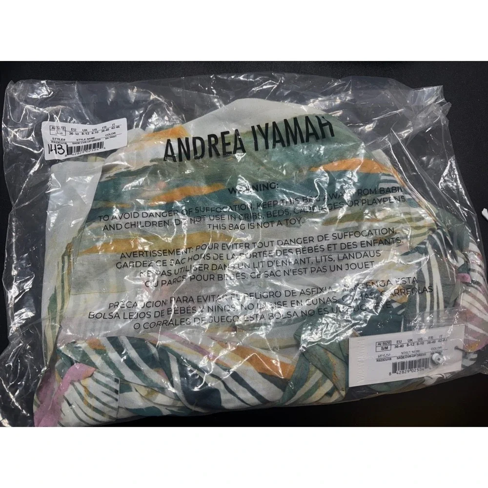 Andrea Iyamah‎ NEW Sade Cover-up Abstract Bark Maxi Sheer Dress S/M 6-10